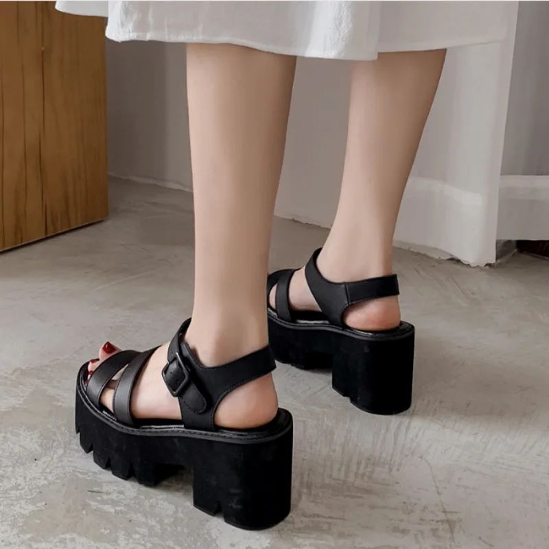 Silvana Dames Zwarte Platform Sandaal - Zwart