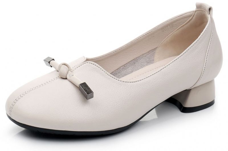Silvia Dames Leren Pump Schoenen - Beige