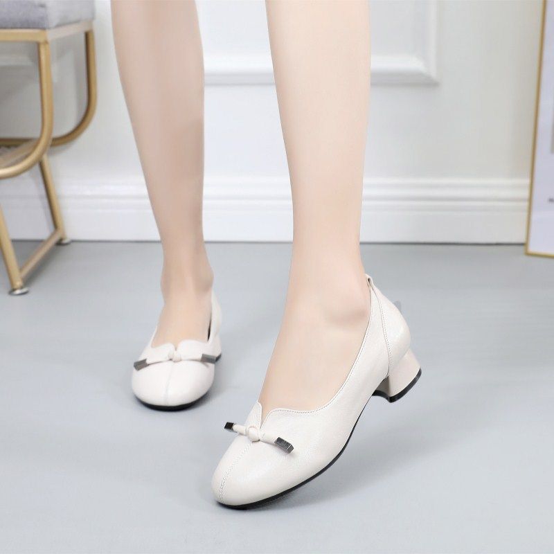 Silvia Dames Leren Pump Schoenen - Beige
