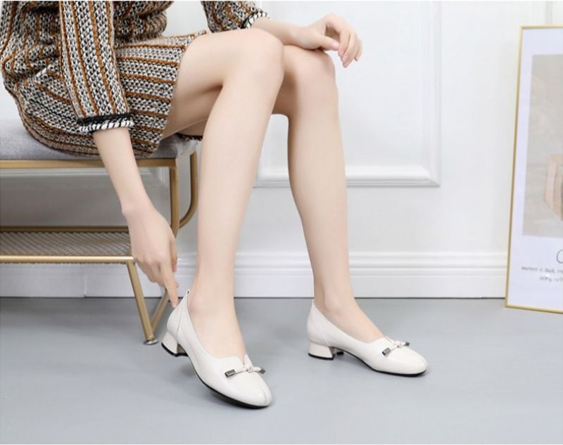 Silvia Dames Leren Pump Schoenen - Beige