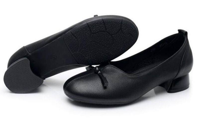 Silvia Dames Leren Pump Zwarte Schoenen - Zwart