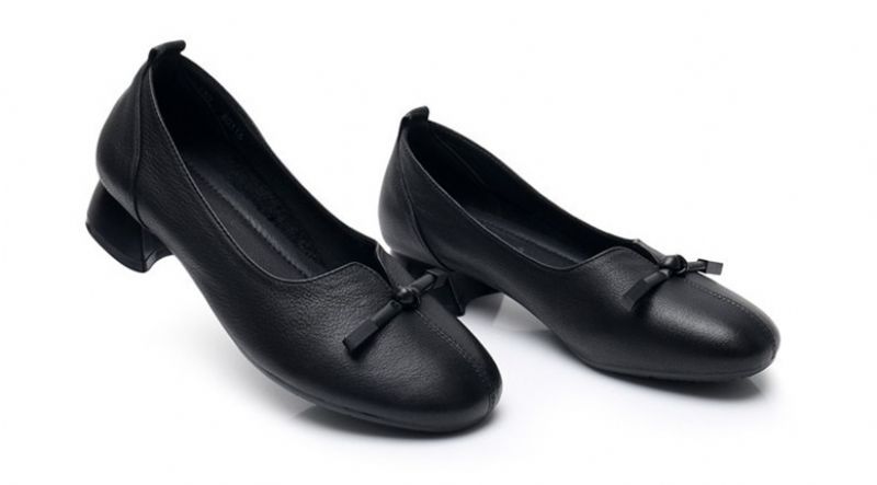 Silvia Dames Leren Pump Zwarte Schoenen - Zwart