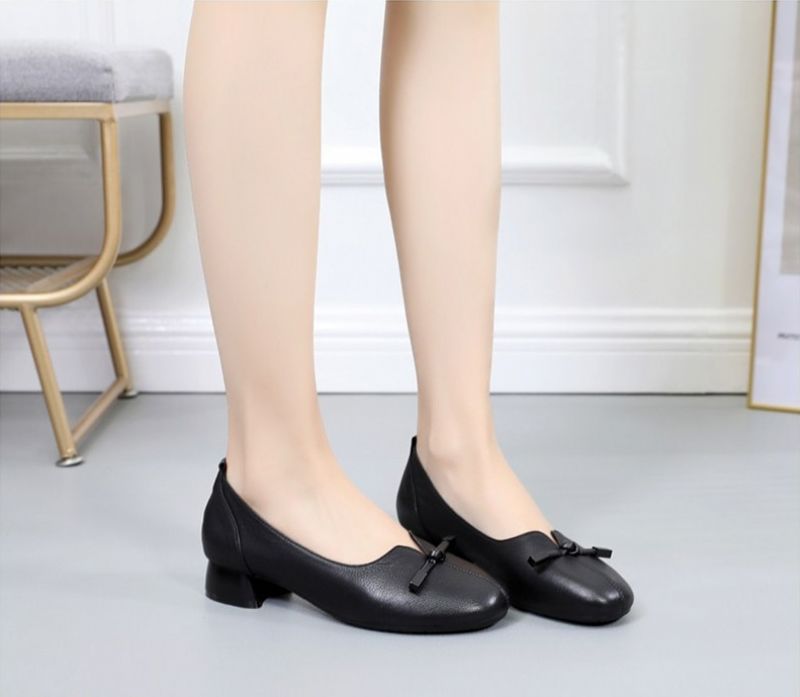 Silvia Dames Leren Pump Zwarte Schoenen - Zwart
