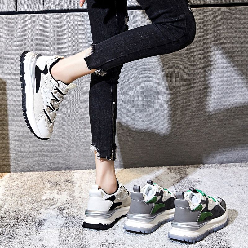 Simone Dames Hoge Kwaliteit Veter Sneaker - Groen