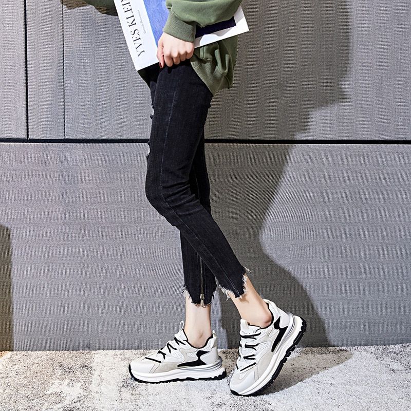 Simone Dames Hoge Kwaliteit Veter Sneaker - Groen