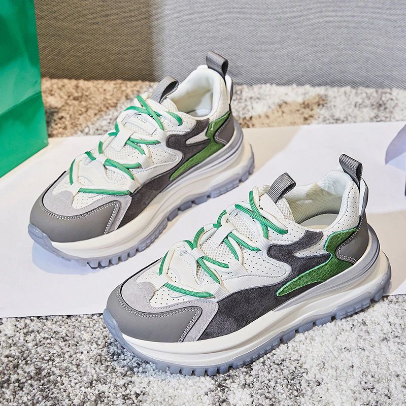 Simone Dames Hoge Kwaliteit Veter Sneaker - Groen