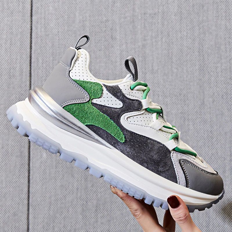 Simone Dames Hoge Kwaliteit Veter Sneaker - Groen