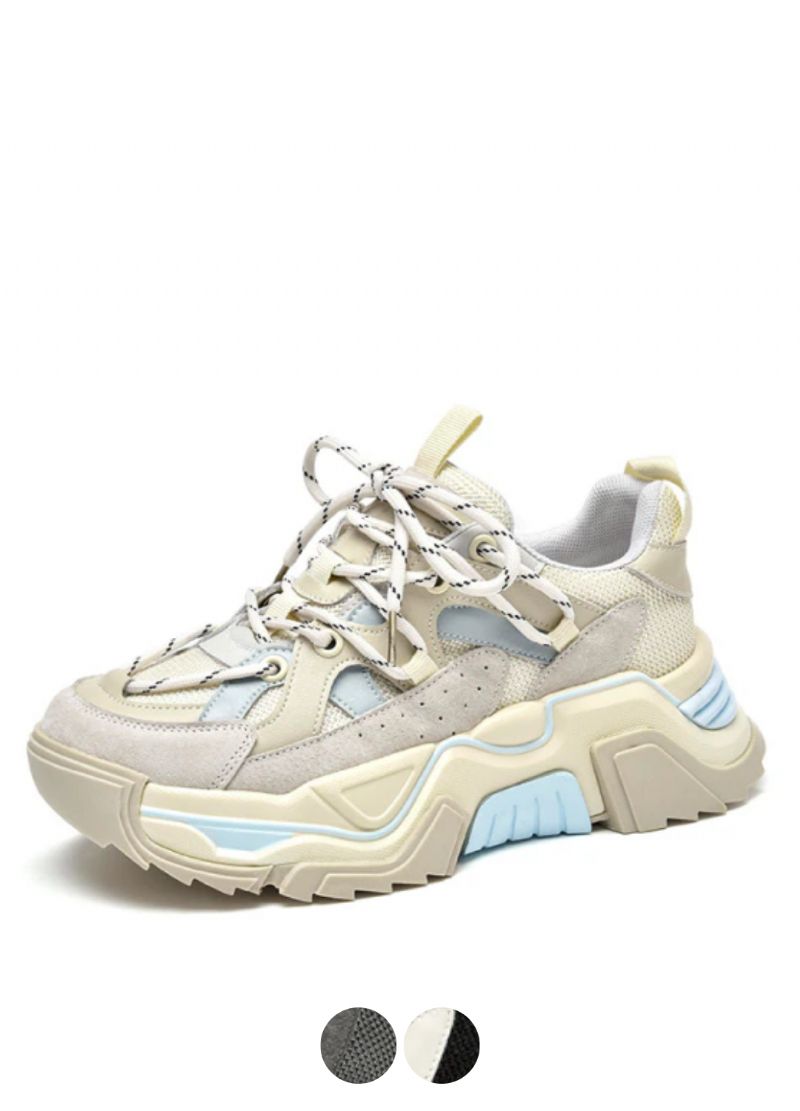 Sinay Dames Leren Sneaker Platform Zool Schoenen
