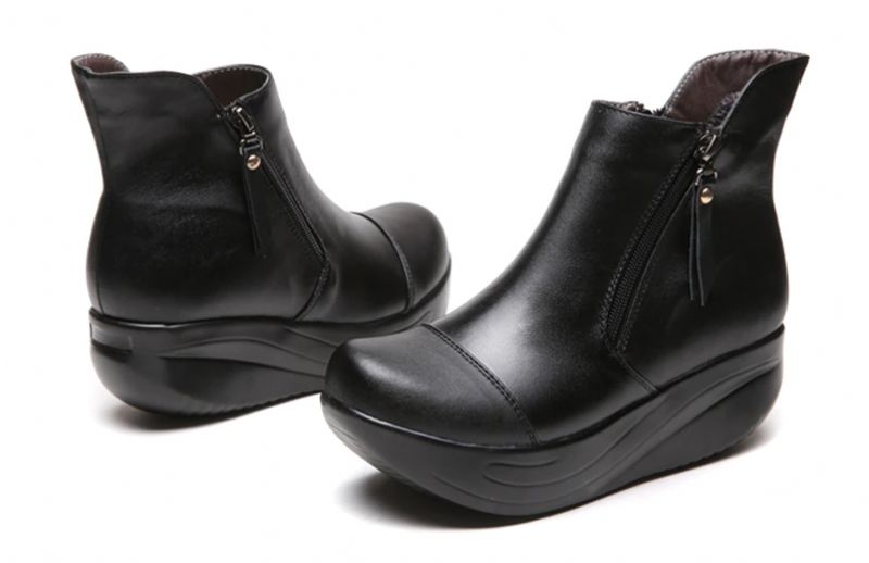 Sintia Dames Warme Platform Snowboots - Zwart Dun Pluche