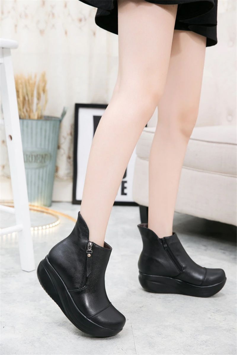 Sintia Dames Warme Platform Snowboots - Zwart Dun Pluche