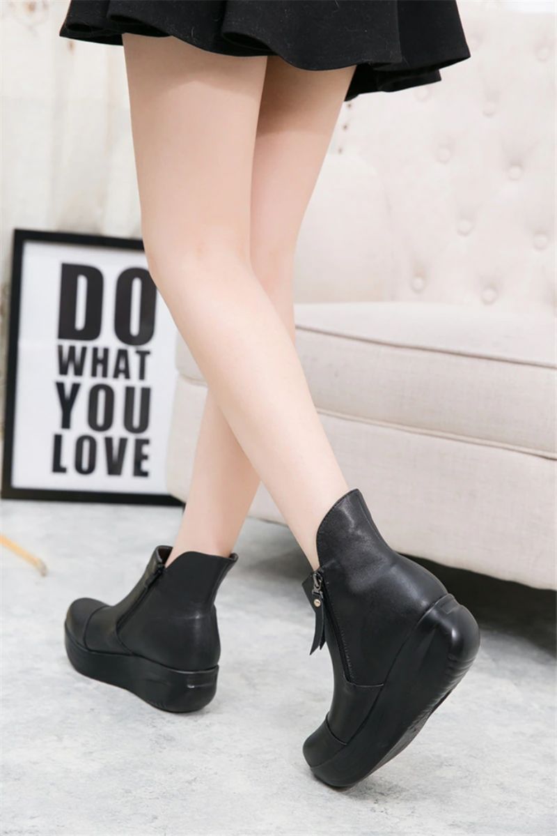 Sintia Dames Warme Platform Snowboots - Zwart Dun Pluche