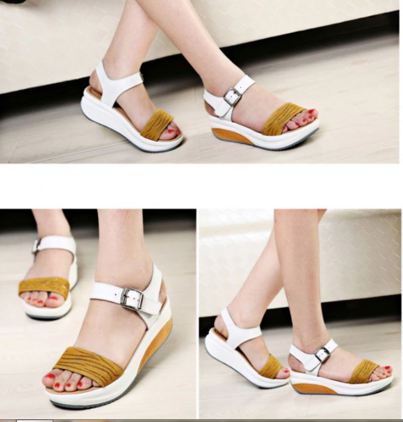 Sintia Dames Wedges Schoenen Platform Sandalen - Geel