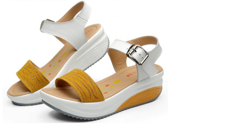 Sintia Dames Wedges Schoenen Platform Sandalen - Geel