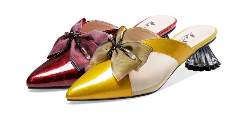 Sinty Dames Elegante Leren Muiltjes Schoenen - Geel