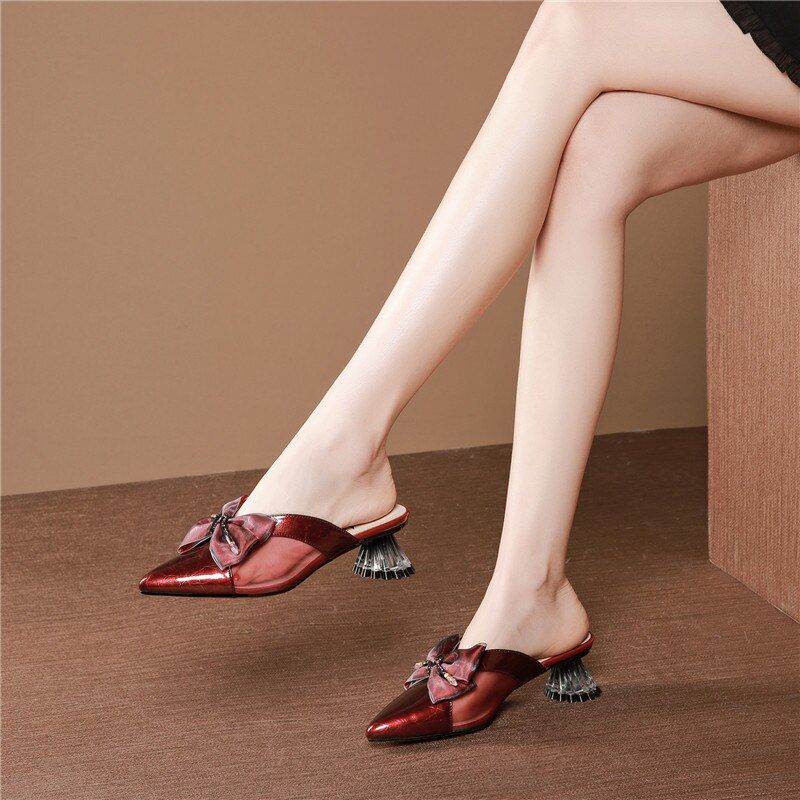 Sinty Dames Elegante Leren Muiltjes Schoenen - Geel