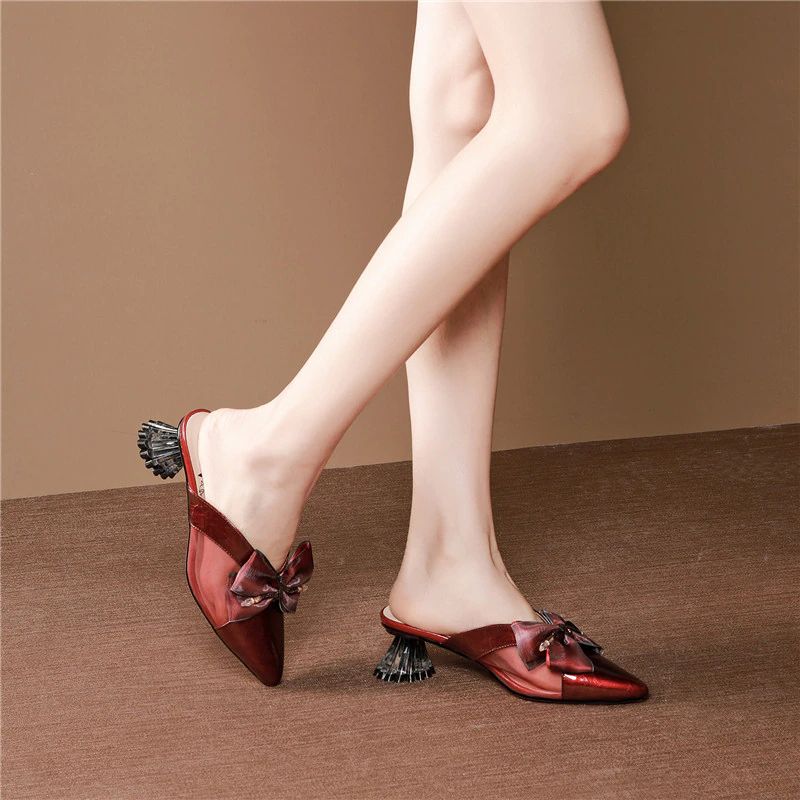 Sinty Dames Elegante Leren Muiltjes Schoenen - Geel