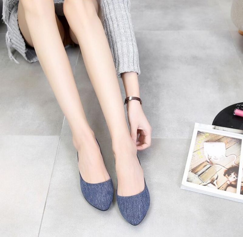 Sinty Dames Platte Zachte Stoffen Schoenen - Blauw
