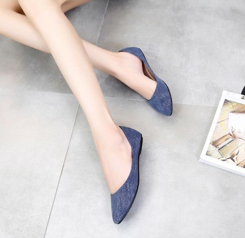 Sinty Dames Platte Zachte Stoffen Schoenen - Blauw