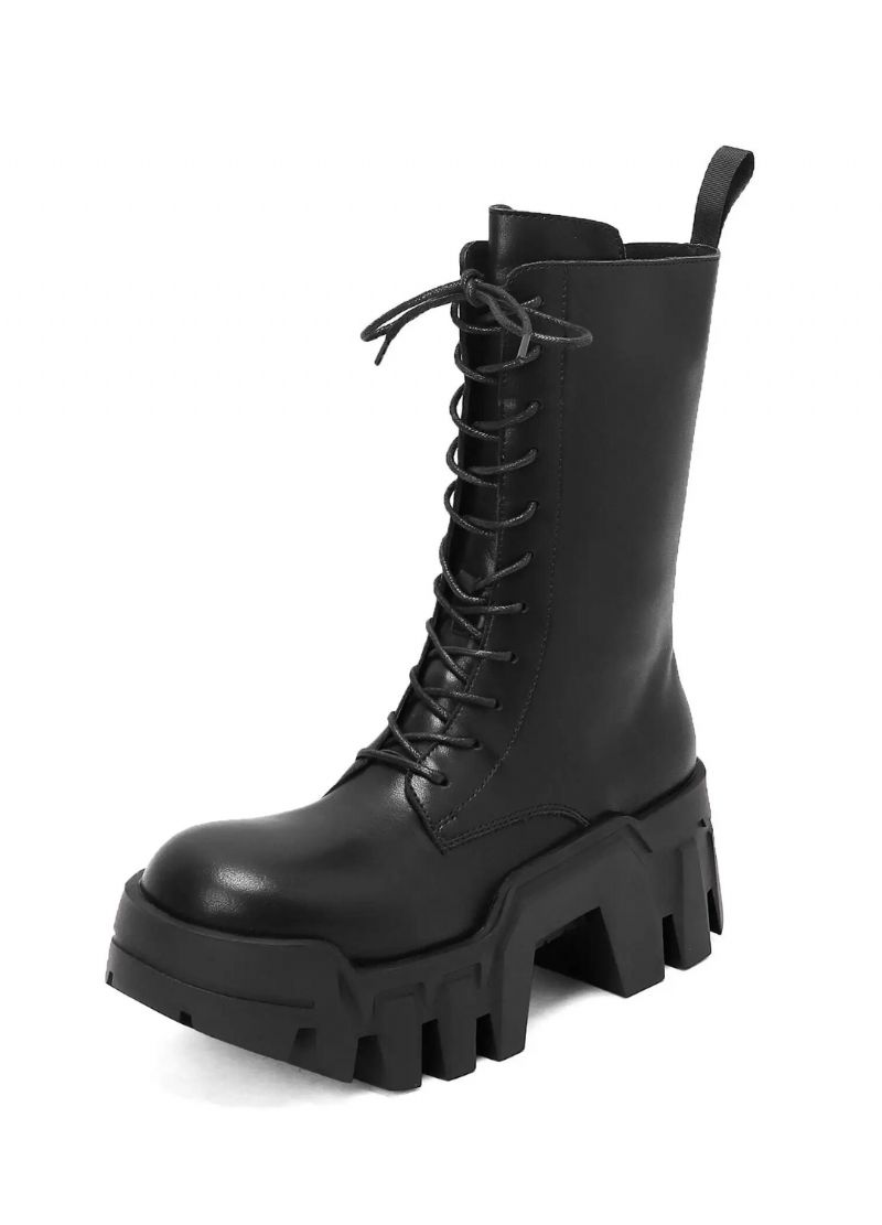 Slora Dames Mid Calf Zwarte Laarzen