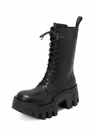 Slora Dames Mid Calf Zwarte Laarzen