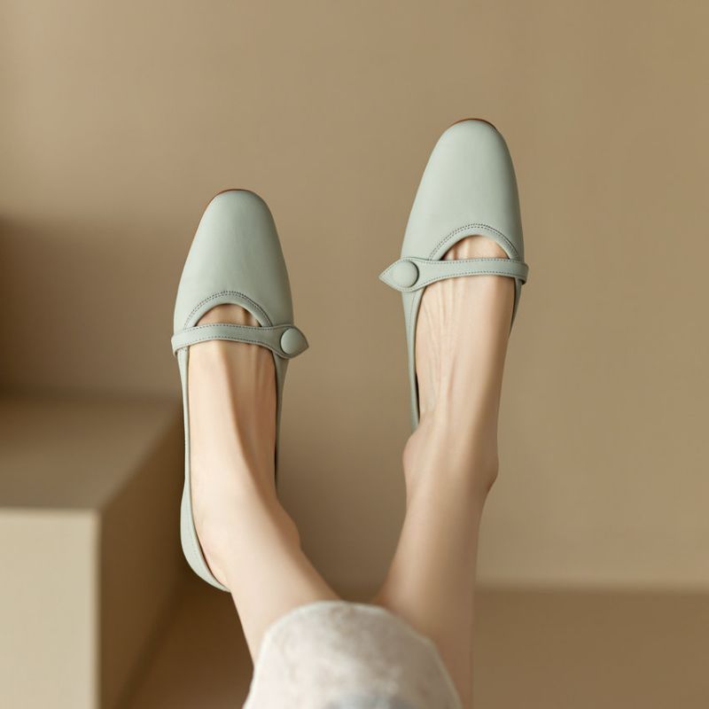 Sonia Dames Leren Platte Schoenen - Beige