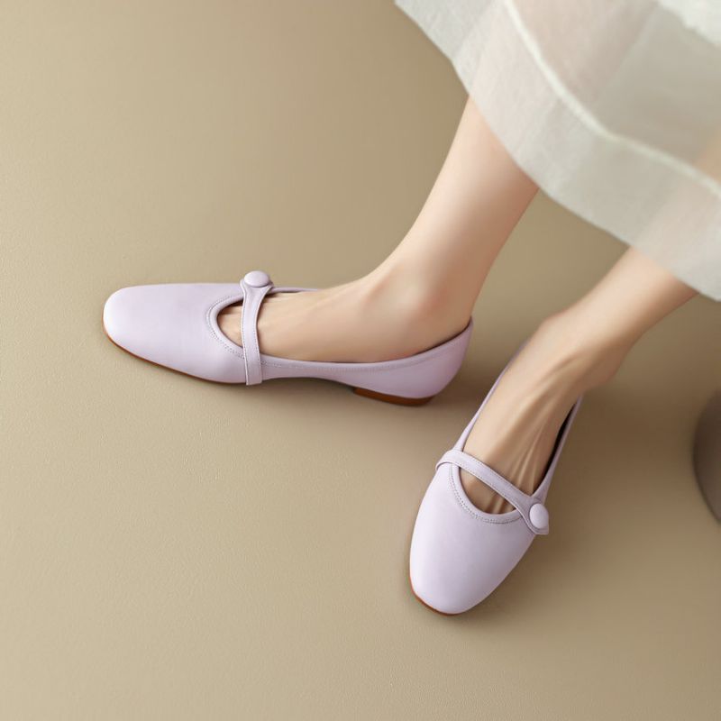 Sonia Dames Leren Platte Schoenen - Beige