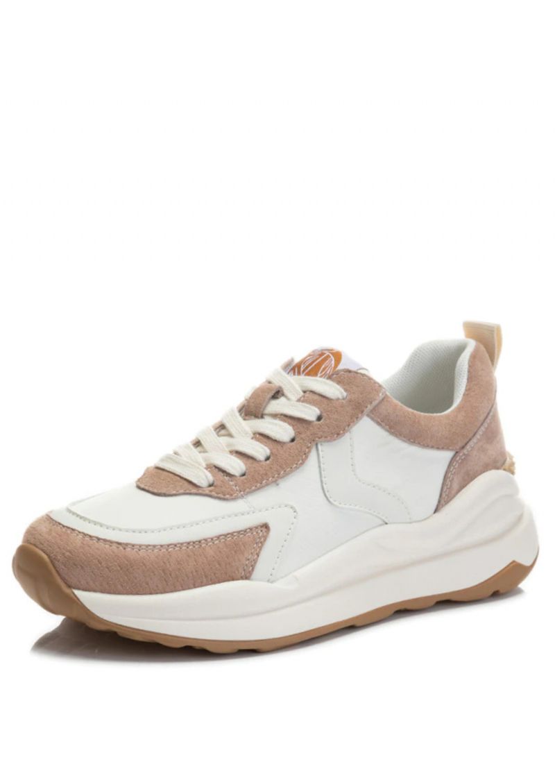 Stefany Dames Platte Leren Veter Sneaker