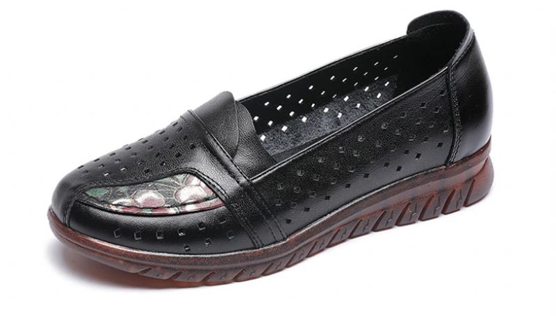 Stella Dames Echte Leren Slip-on Schoenen - Zwart
