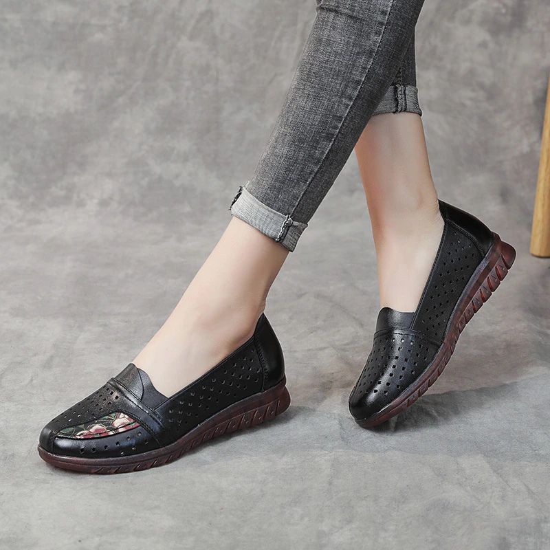 Stella Dames Echte Leren Slip-on Schoenen - Zwart