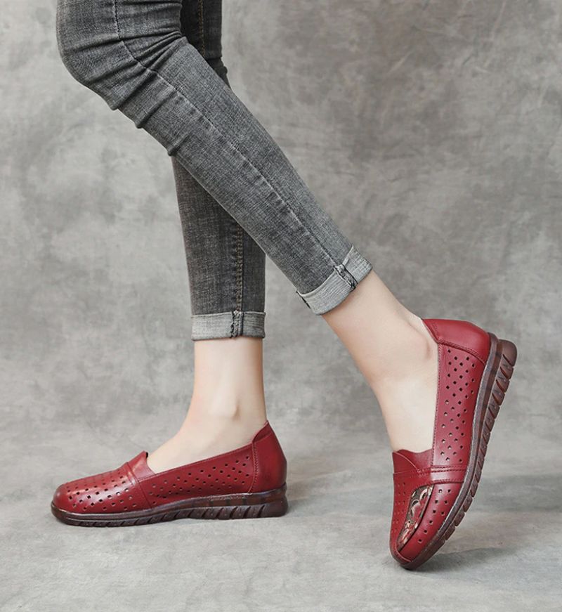Stella Dames Echte Leren Slip-on Schoenen - Zwart