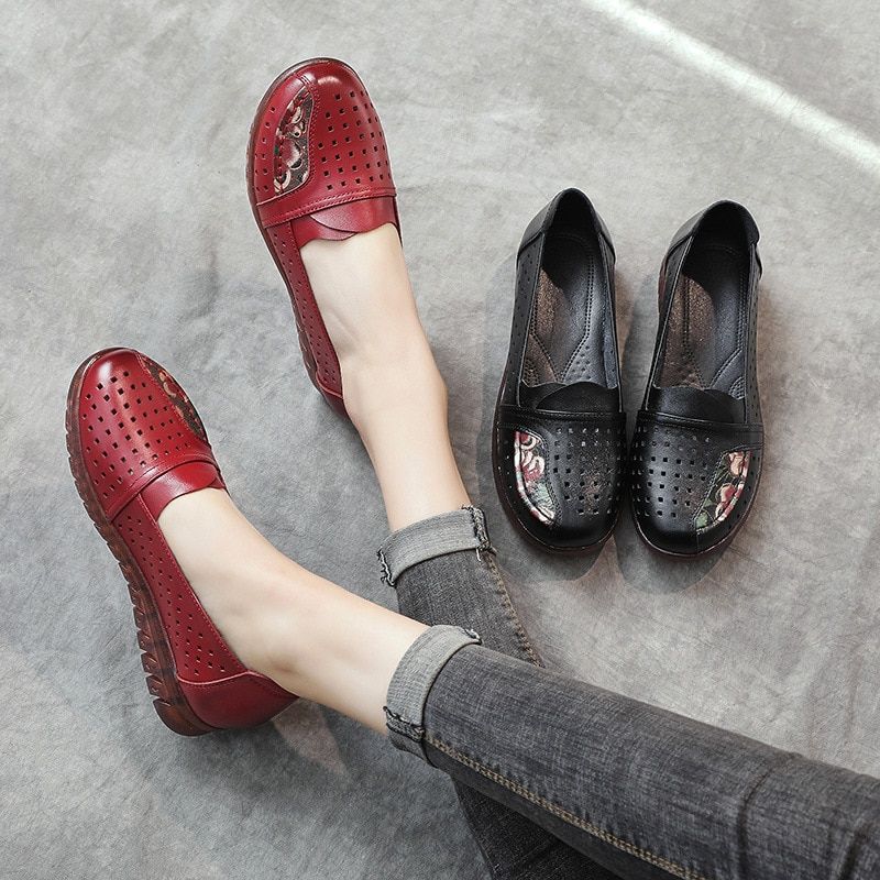 Stella Dames Echte Leren Slip-on Schoenen - Zwart