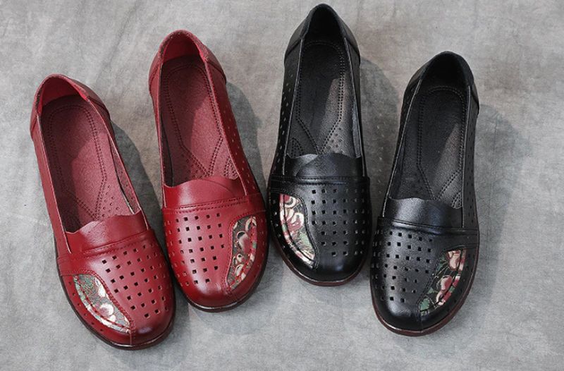 Stella Dames Echte Leren Slip-on Schoenen - Zwart