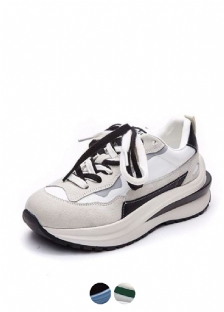 Sterke Dames Platform Leren Sneaker