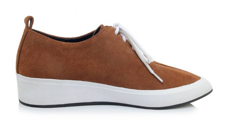 Stewart Vrouwen Suède Wedges Veter Oxford Schoenen - Lichtbruin