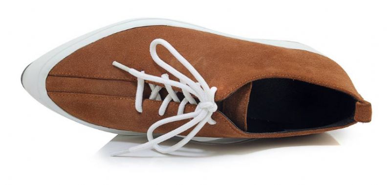 Stewart Vrouwen Suède Wedges Veter Oxford Schoenen - Lichtbruin
