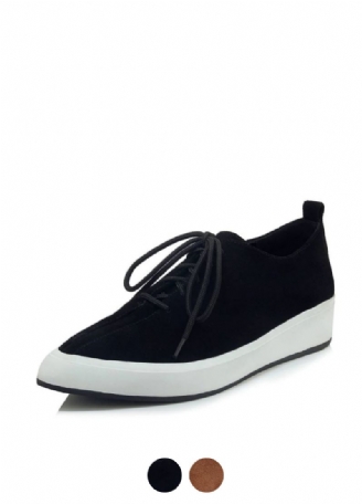 Stewart Vrouwen Suède Wedges Veter Oxford Zwarte Schoenen