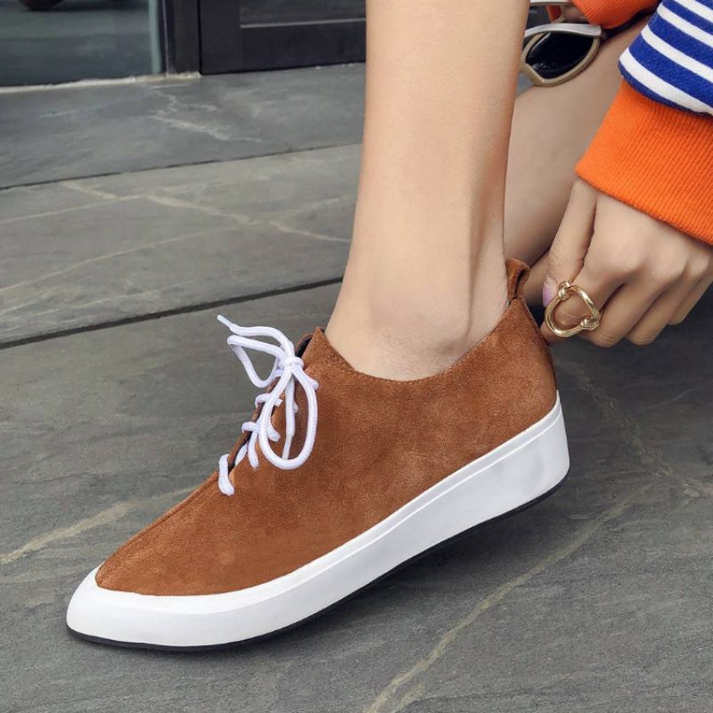 Stewart Vrouwen Suède Wedges Veter Oxford Zwarte Schoenen - Zwart
