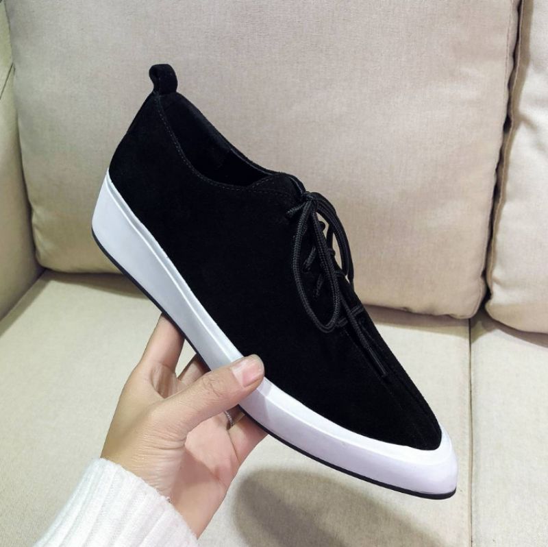 Stewart Vrouwen Suède Wedges Veter Oxford Zwarte Schoenen - Zwart