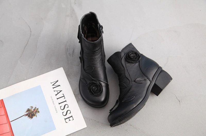 Sthefany Dames Herfst Winter Enkel Zwarte Laarzen - Zwart