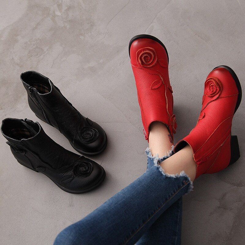 Sthefany Dames Herfst Winter Enkellaarsjes - Rood