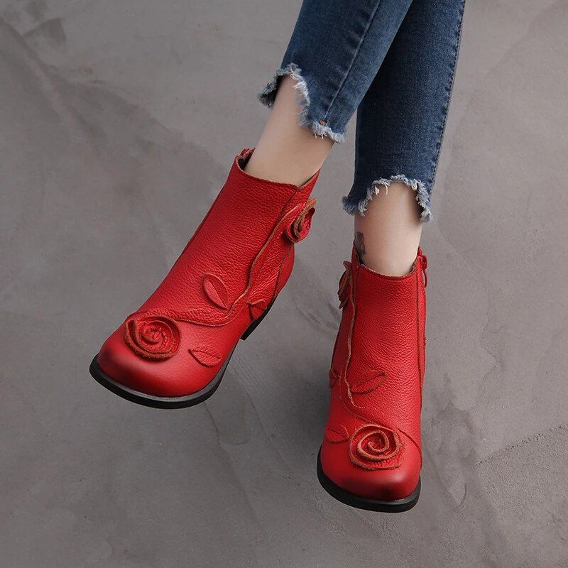 Sthefany Dames Herfst Winter Enkellaarsjes - Rood