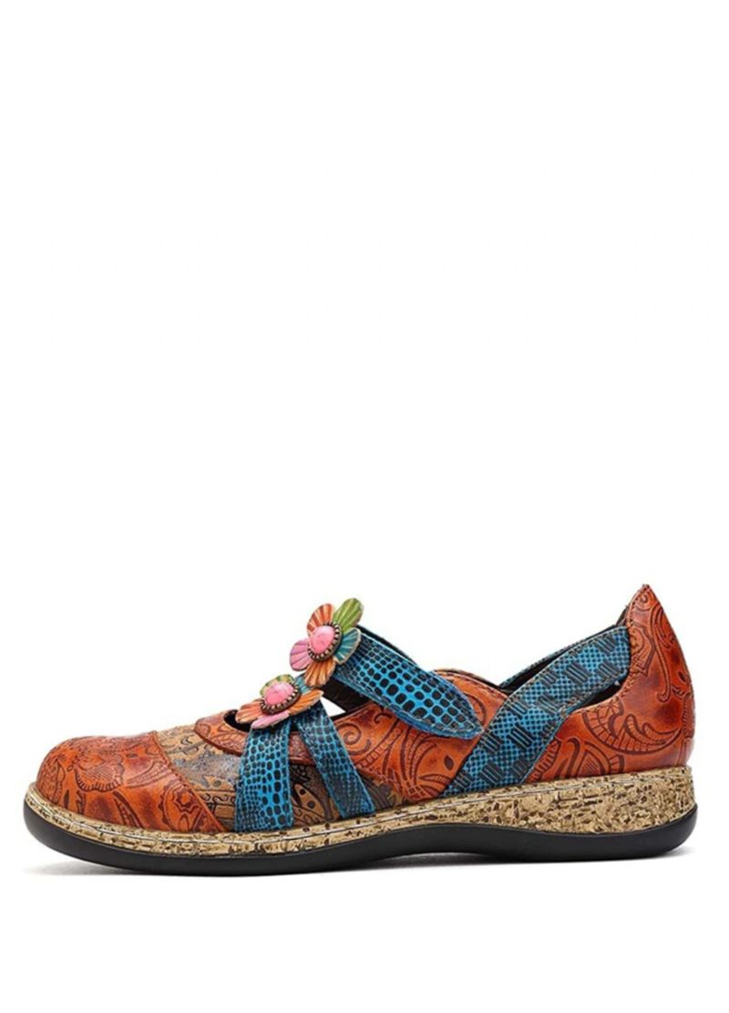 Sther Dames Bloemenleren Platte Schoenen