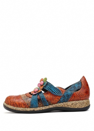 Sther Dames Bloemenleren Platte Schoenen