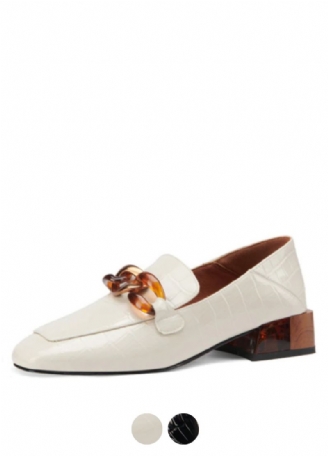 Susex Dames Chunky Hak Leren Loafer Schoenen