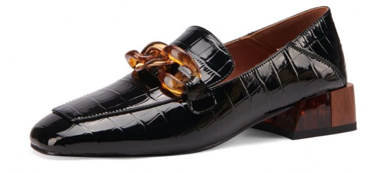 Susex Dames Chunky Hak Leren Loafer Schoenen - Beige