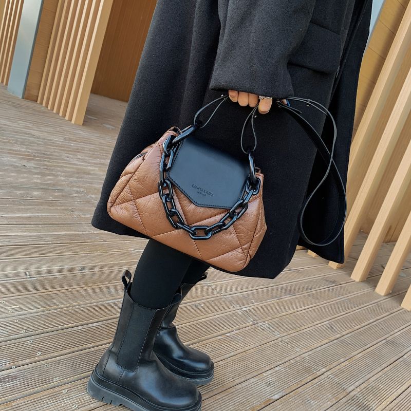 Tamoha Dames Designer Gewatteerde Leren Handtas - Beige