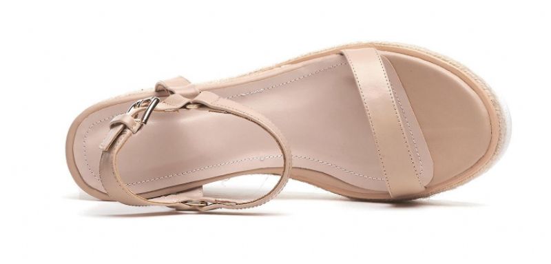 Tango Dames Wedges Leren Sandaal - Abrikoos