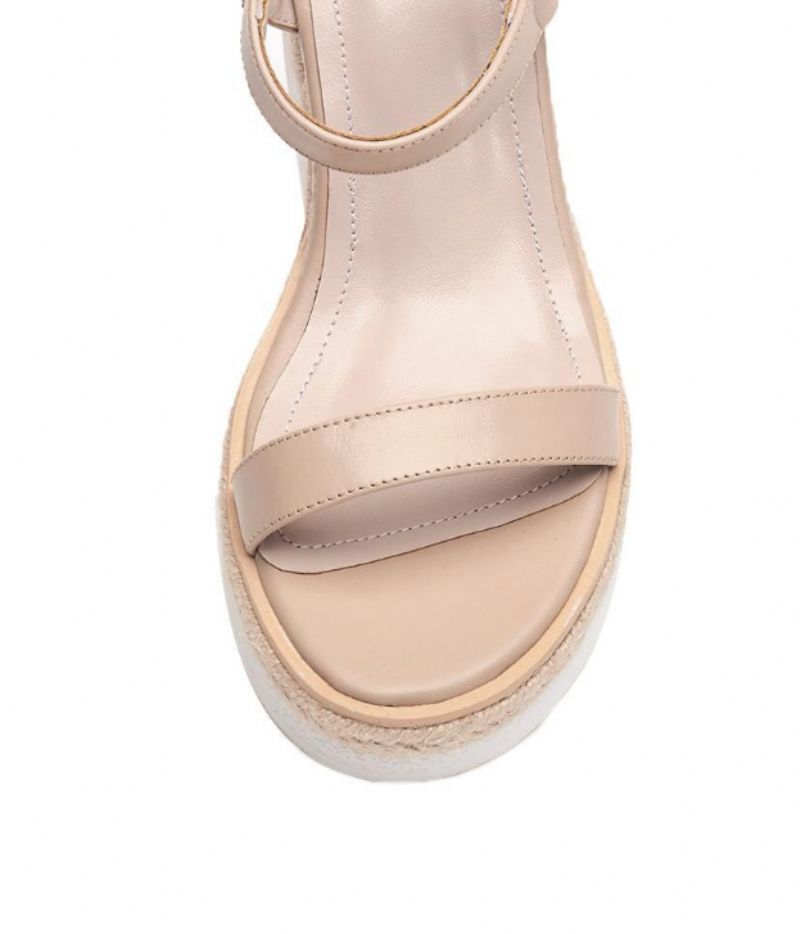 Tango Dames Wedges Leren Sandaal - Abrikoos