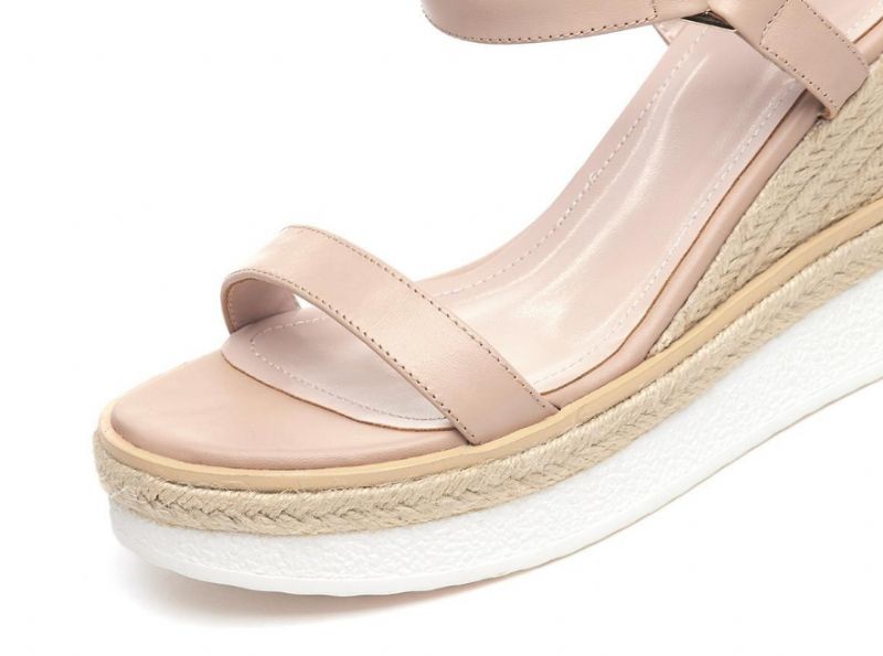 Tango Dames Wedges Leren Sandaal - Abrikoos