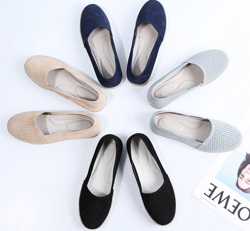 Tellez Dames Platte Ballet Leren Zwarte Schoenen - Zwart